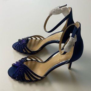 Jewel Badgley Mischka Navy Blue Ankle Strap Pump